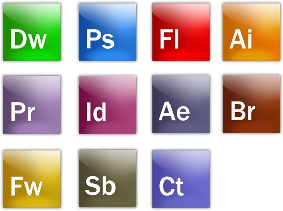 a full set of adobe software icon psd layered files 