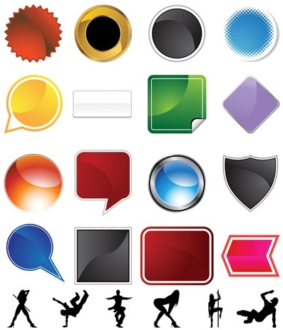 a variety of graphical icons and female silhouette vector