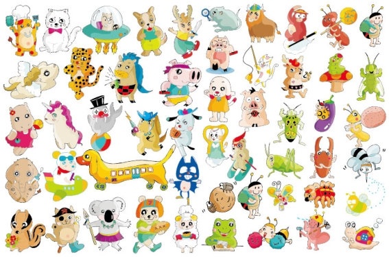 a variety of super cute animals vector