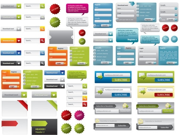 a variety of web design elements vector