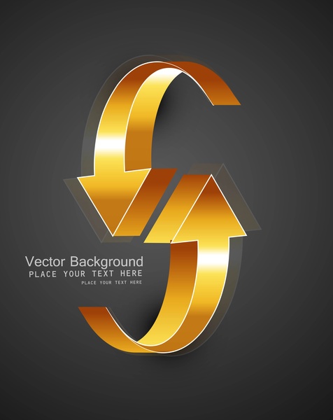 abstract 3d golden shiny arrows vector design