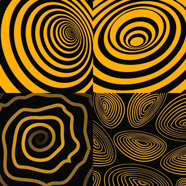 abstract background sets spiral lines yellow black design