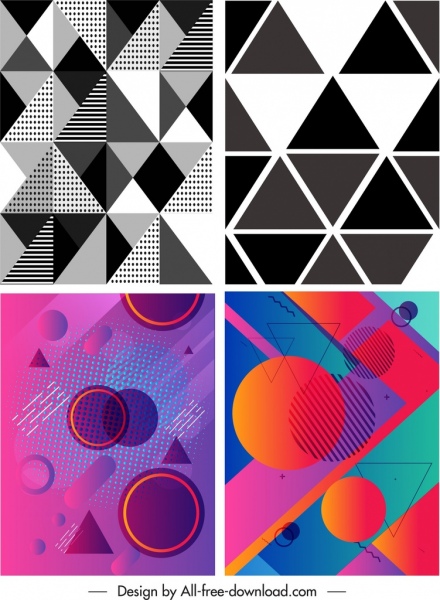 abstract background templates black white colorful geometric sketch