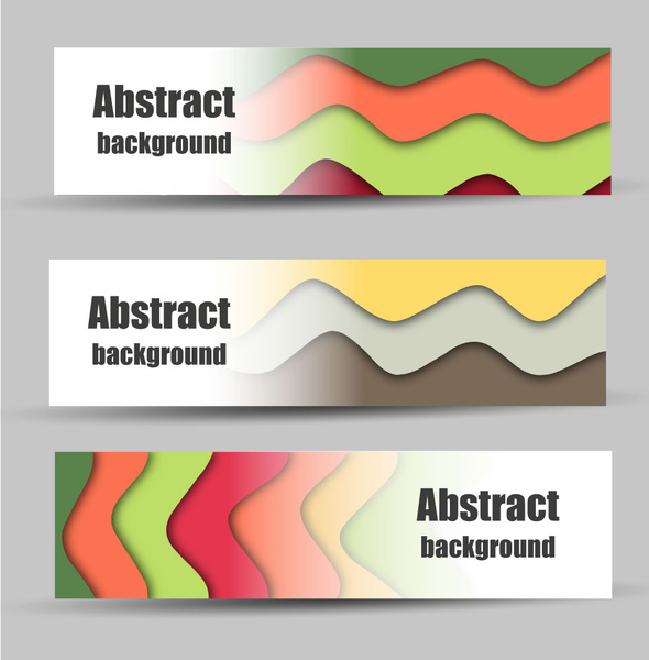 abstract banners design with colorful curves steps background