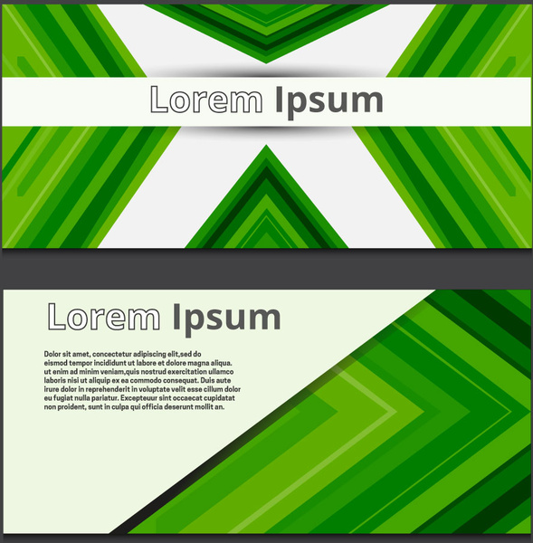 abstract banners sets design with delusion green background