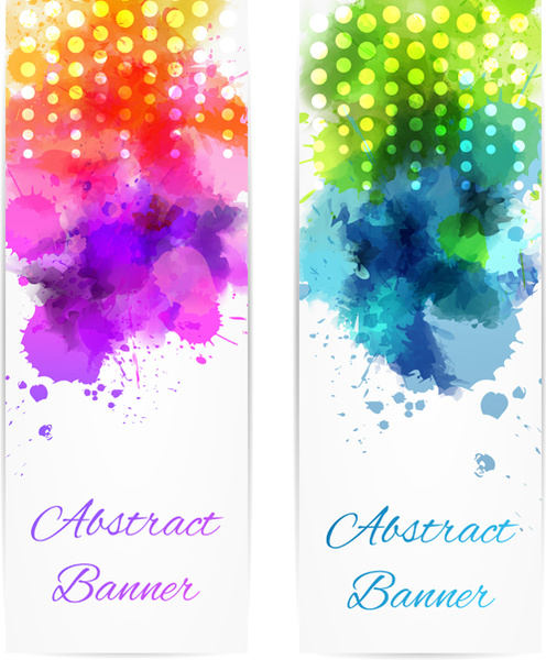 abstract banners with watercolor vector