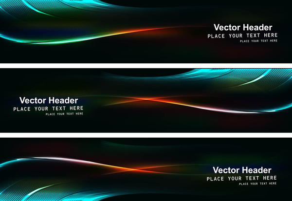 Abstract Black Bright Colorful Header Set Vector Illustration Vectors