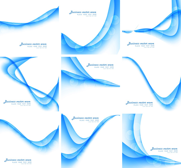 abstract blue colorful business wave vector set