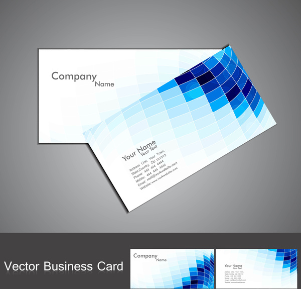 abstract blue colorful fantastic mosaic business card set vector