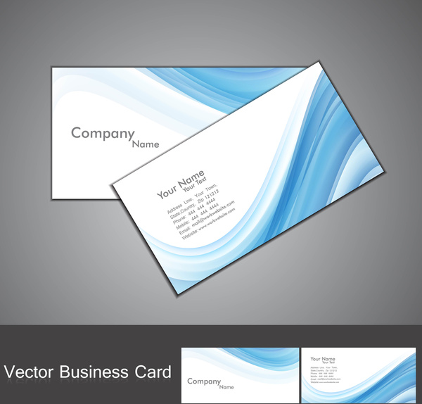 abstract blue colorful fantastic wave business card set vector