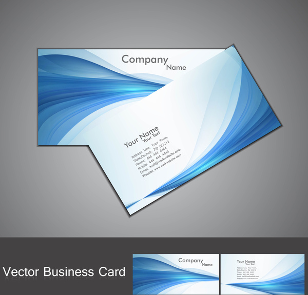 abstract blue colorful stylish wave business card set