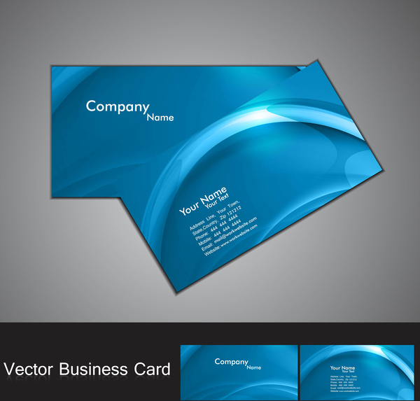 abstract blue colorful wave business card set design