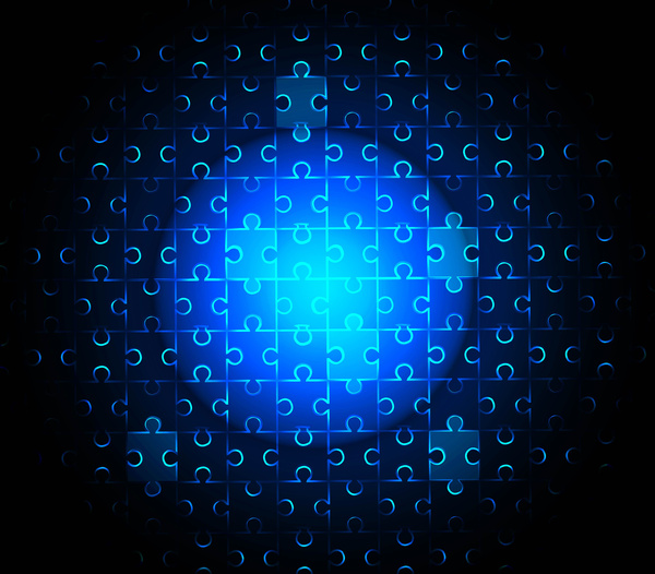 abstract bright blue colorful puzzle style vector background
