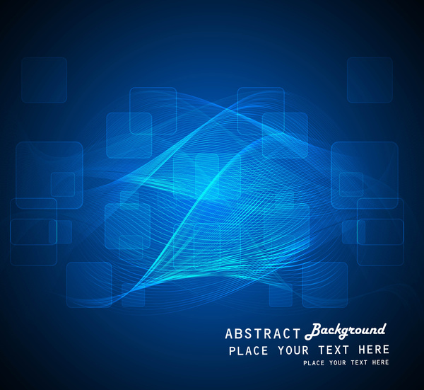 abstract business technology blue wave outline shiny wave vector