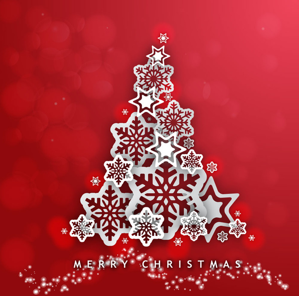 abstract christmas tree design on red background