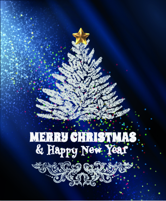 abstract christmas tree with blue background