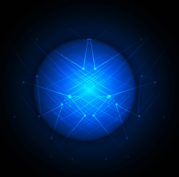abstract circle blue shiny technology vector design