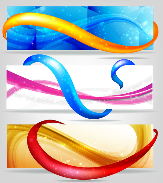 abstract colorful banners with curved lines design