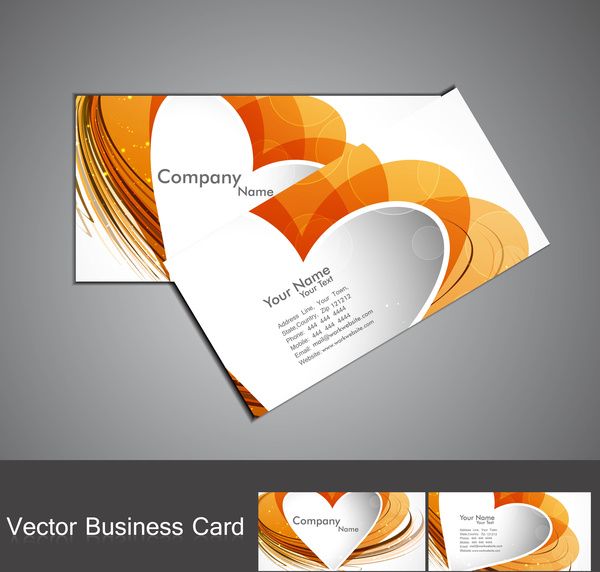 abstract colorful heart business card set vector design