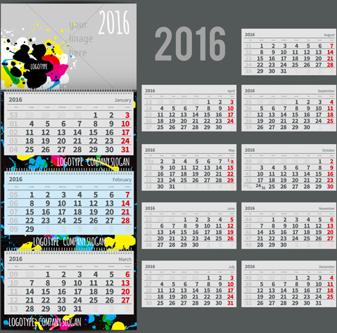 abstract desk calendar16 vectors