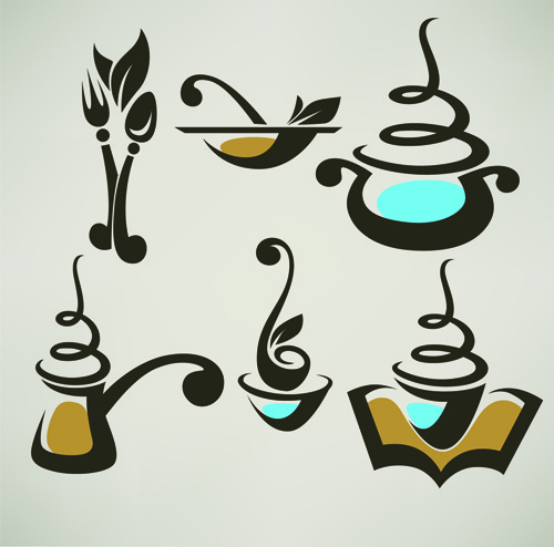 abstract food logos creative design vector 