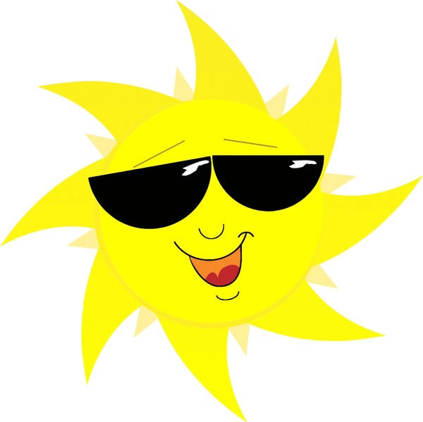 abstract funny yellow sun with sunglasses