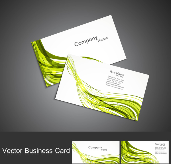 abstract green colorful wave business card set vector