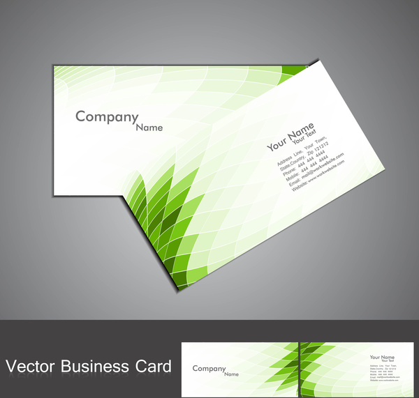 abstract green mosaic colorful wave business card set vector
