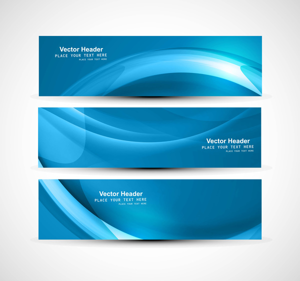 abstract header blue shiny wave vector design