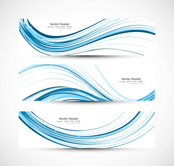 abstract header line blue wave technology vector illustration