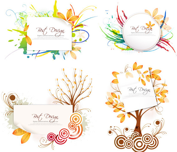 abstract leaf border vector