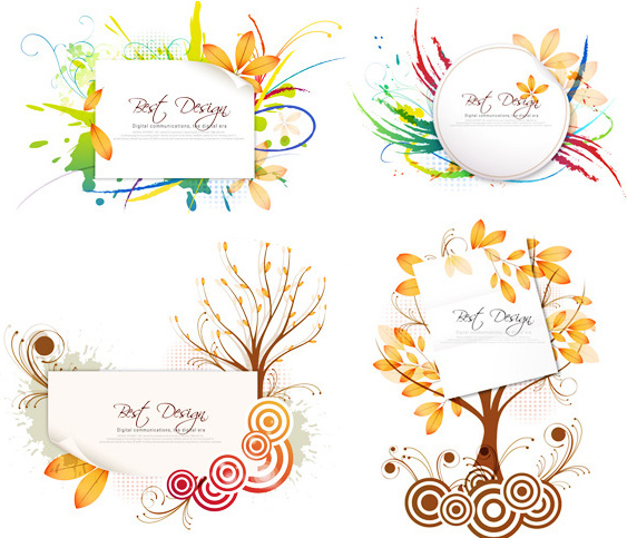 abstract leaf border vector 