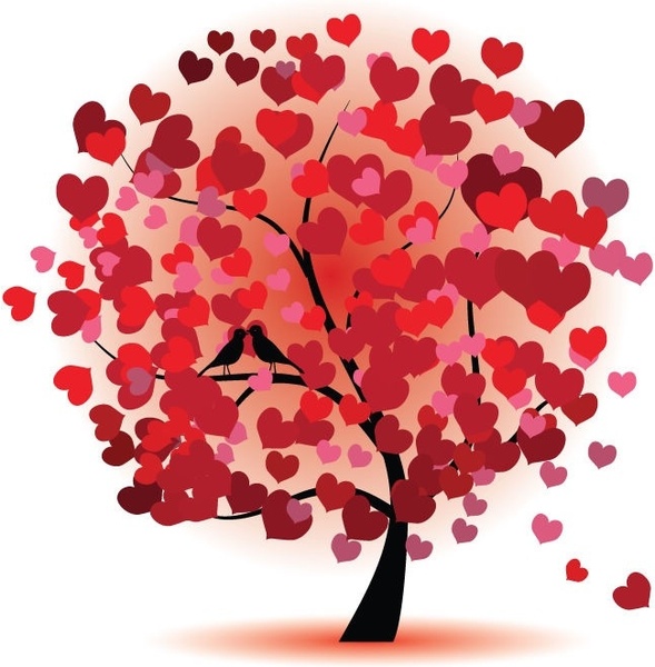Abstract Love Tree Vector Graphic