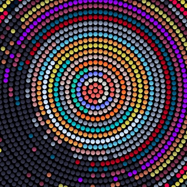 abstract background colorful neon circle lights decor