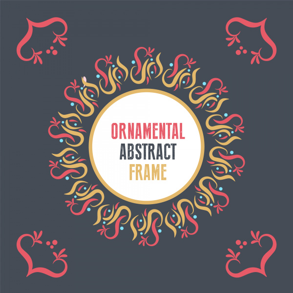 abstract ornamental frame on dark background trendy craft style background