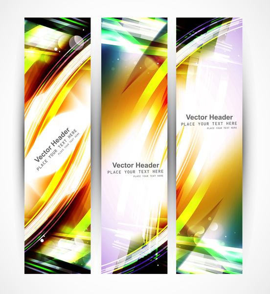 abstract set of header colorful wave whit vector