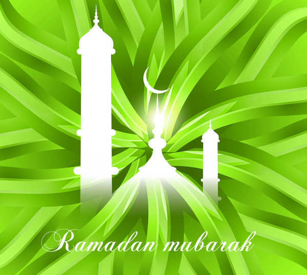 abstract shiny colorful green ramadan kareem vector background