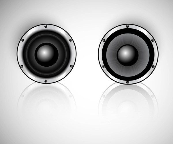 abstract shiny music speaker set reflection vector