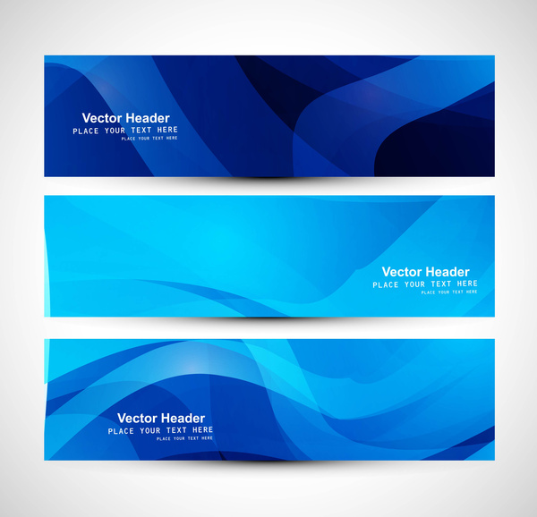 abstract shiny three blue wave header whit vector