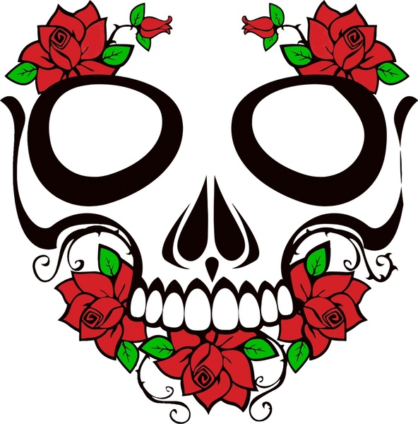 Skull And Roses Svg