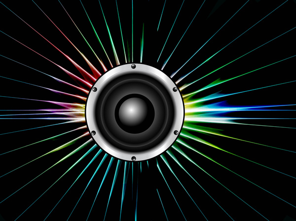 abstract speaker colorful line with swirl glowing lights vector