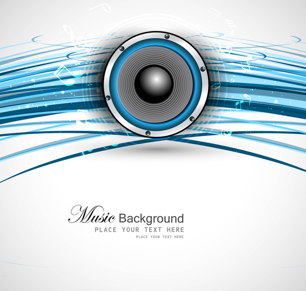 abstract speakers blue line wave background vector