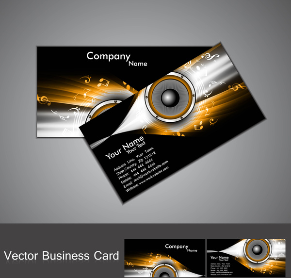 abstract stylish black bright colorful business card music vector design
