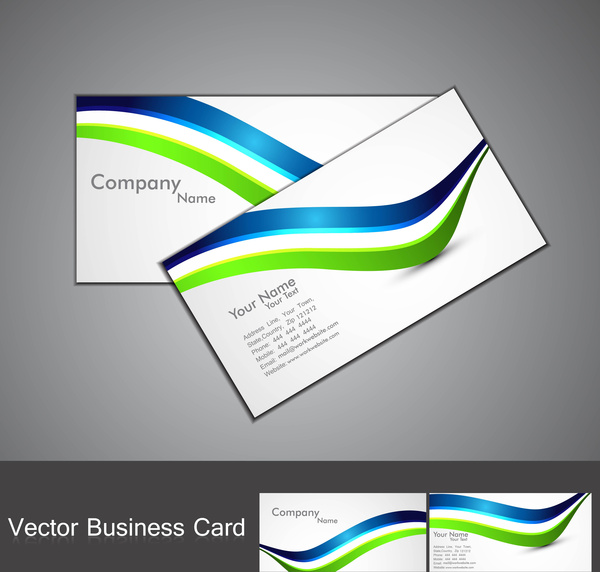 abstract stylish colorful wave business card set design