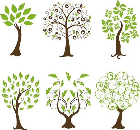 abstract tree design vector set 