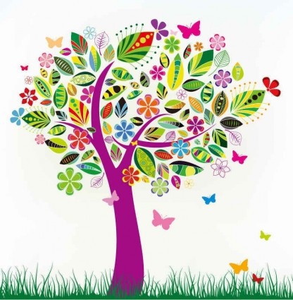 abstract tree with flower vector
