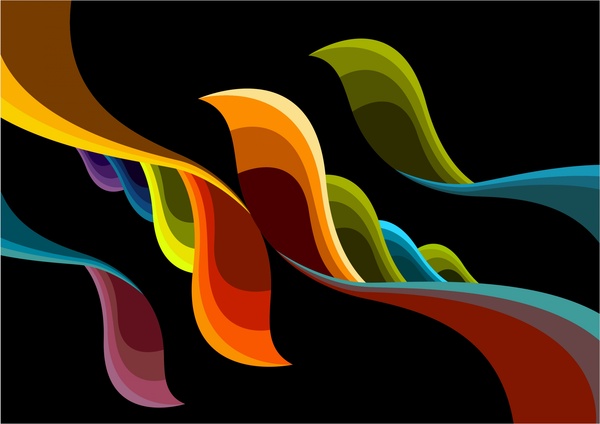 abstract vector design colorful waving cloths illustration