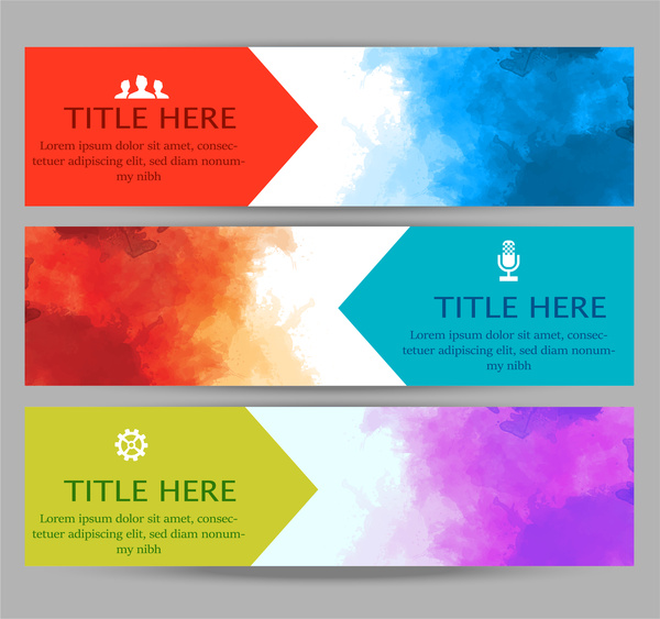abstract watercolor banners sets