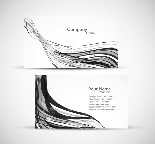 abstract wave colorful business card presentation set white vector design