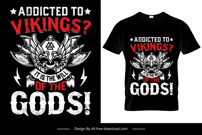 addicted to vikings of god tshirt template symmetric classical medieval emblem sketch
